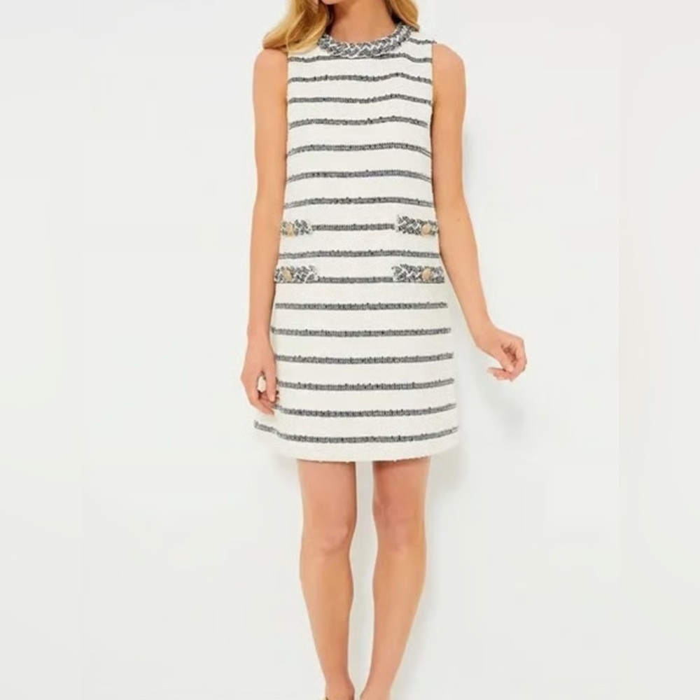 TUCKERNUCK Navy Stripe Tweed Sleevelessโ Jackie Dress NWT Size Small